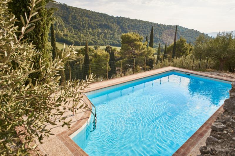 Piscina panoramica tra gli ulivi